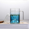 Double Walled Glass Coffee Mug with Lid 450ML